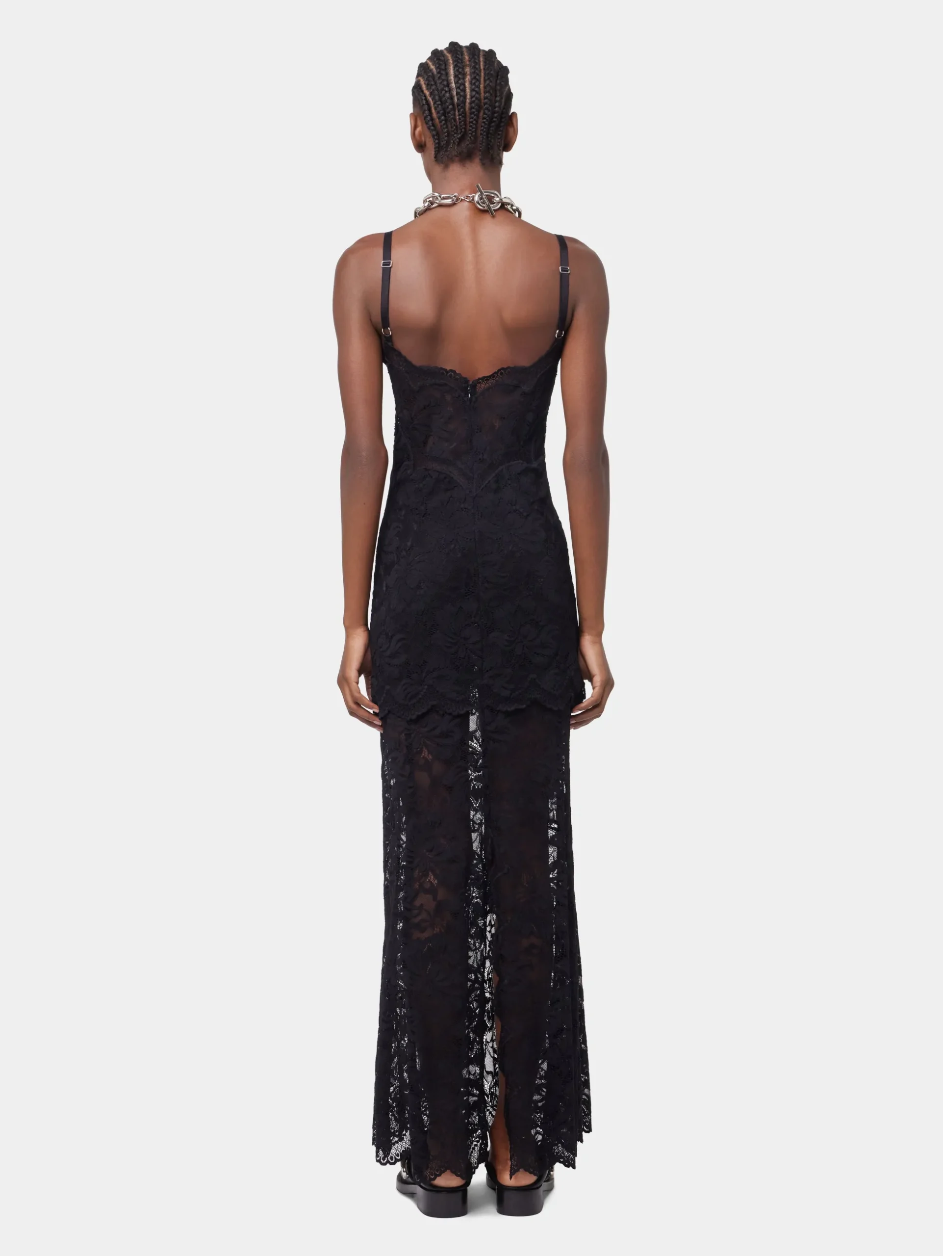 BLACK LONG DRESS IN LACE | Rabanne Discount