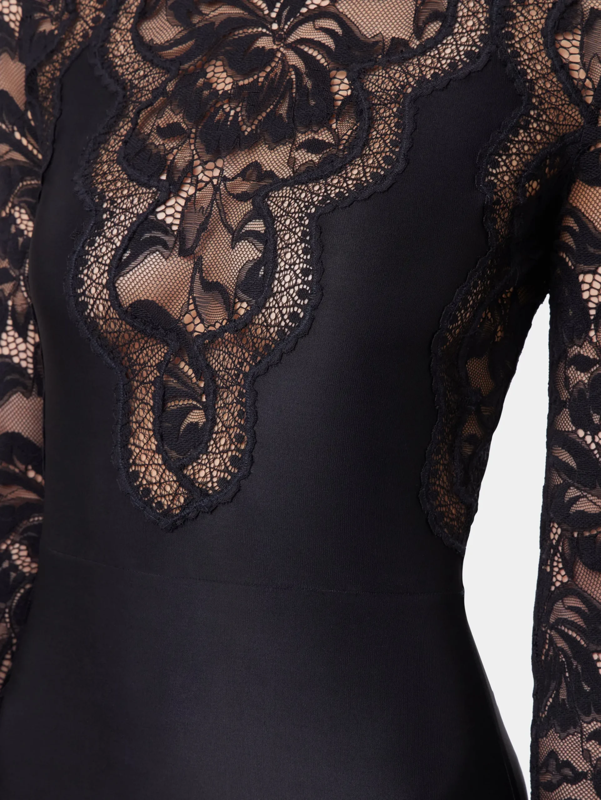BLACK LONG DRESS IN LACE AND JERSEY | Rabanne Flash Sale