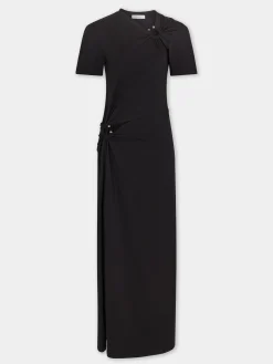 BLACK LONG PIERCING DRESS IN COTTON JERSEY | Rabanne Best Sale
