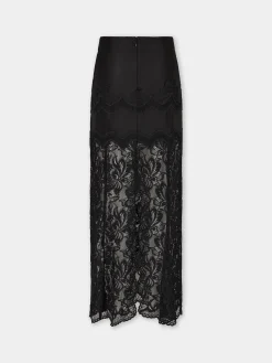 BLACK LONG SKIRT IN LACE | Rabanne New