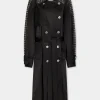 BLACK LONG TRENCH COAT IN SATIN | Rabanne Hot