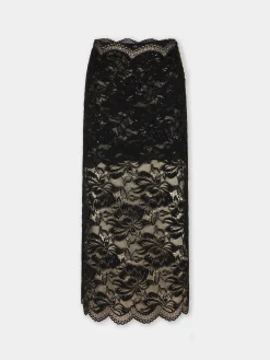 BLACK MIDI-SKIRT IN LACE | Rabanne Flash Sale