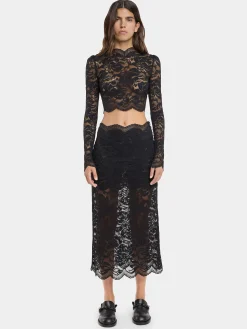 BLACK MIDI-SKIRT IN LACE | Rabanne Flash Sale