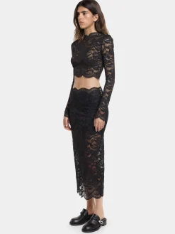 BLACK MIDI-SKIRT IN LACE | Rabanne Flash Sale