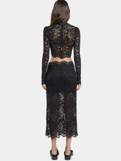 BLACK MIDI-SKIRT IN LACE | Rabanne Flash Sale