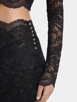 BLACK MIDI-SKIRT IN LACE | Rabanne Flash Sale
