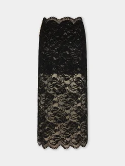 BLACK MIDI-SKIRT IN LACE | Rabanne Flash Sale