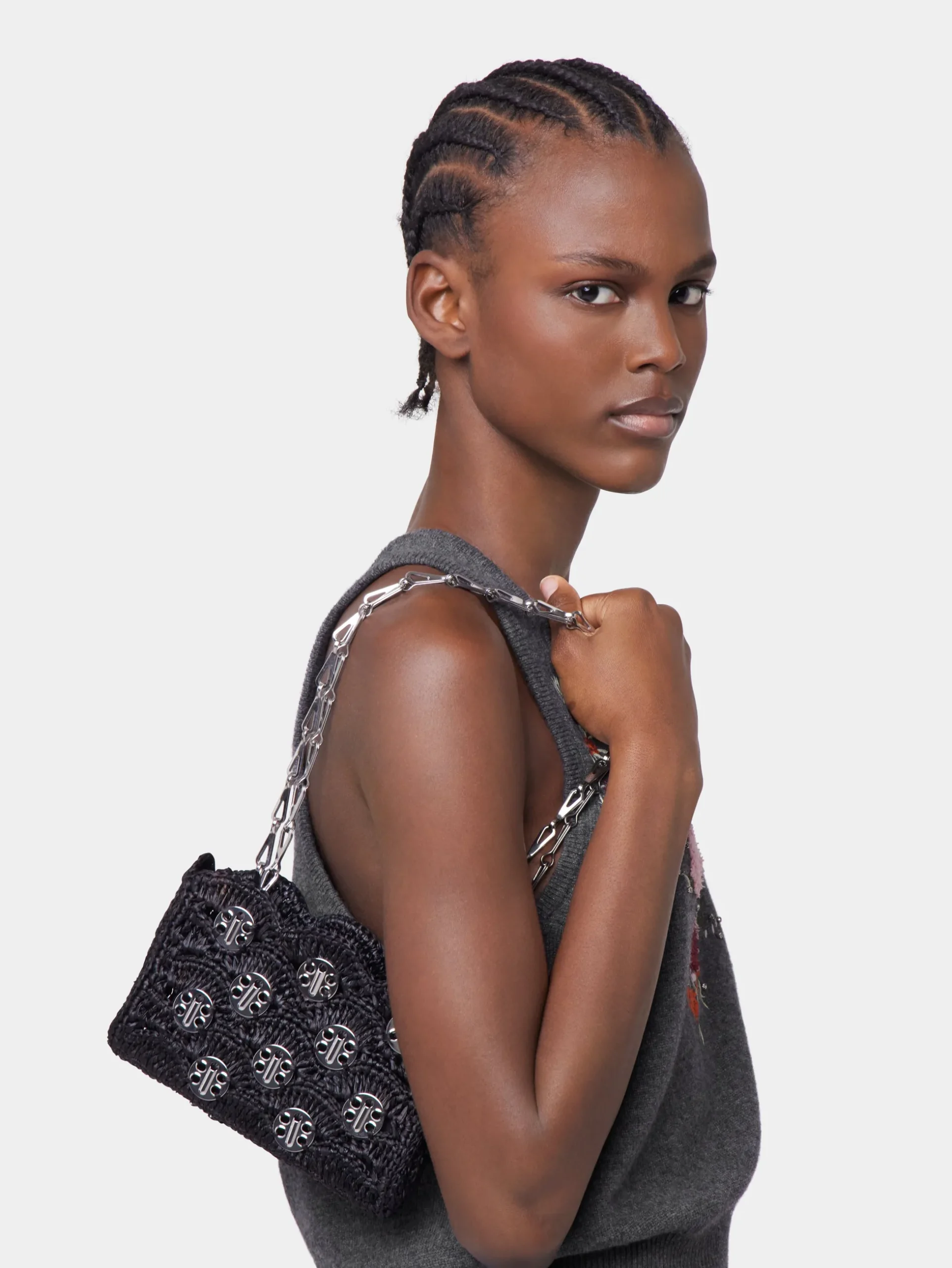 1969 BLACK NANO BAG IN RAFFIA | Rabanne Fashion