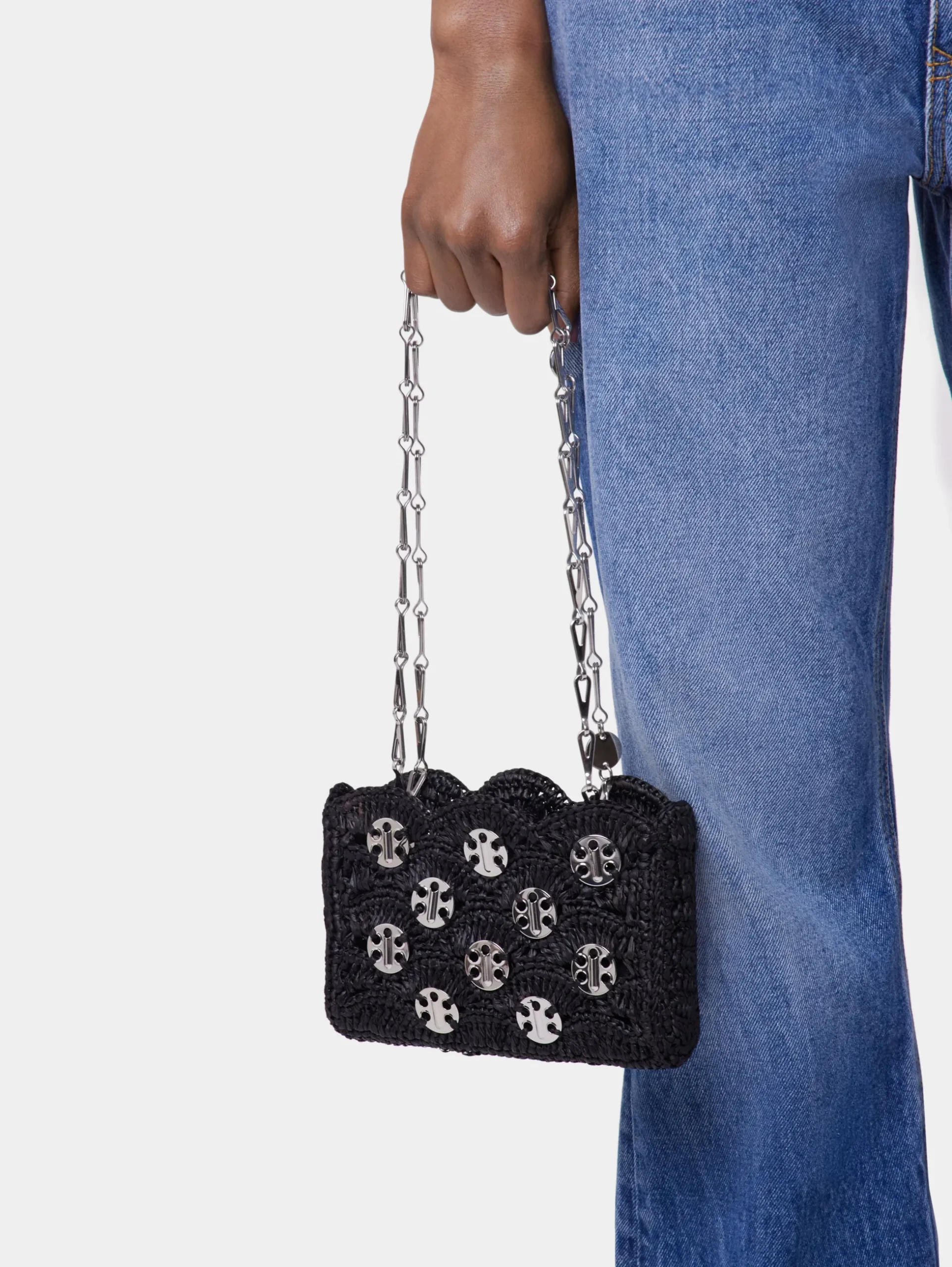 1969 BLACK NANO BAG IN RAFFIA | Rabanne Fashion
