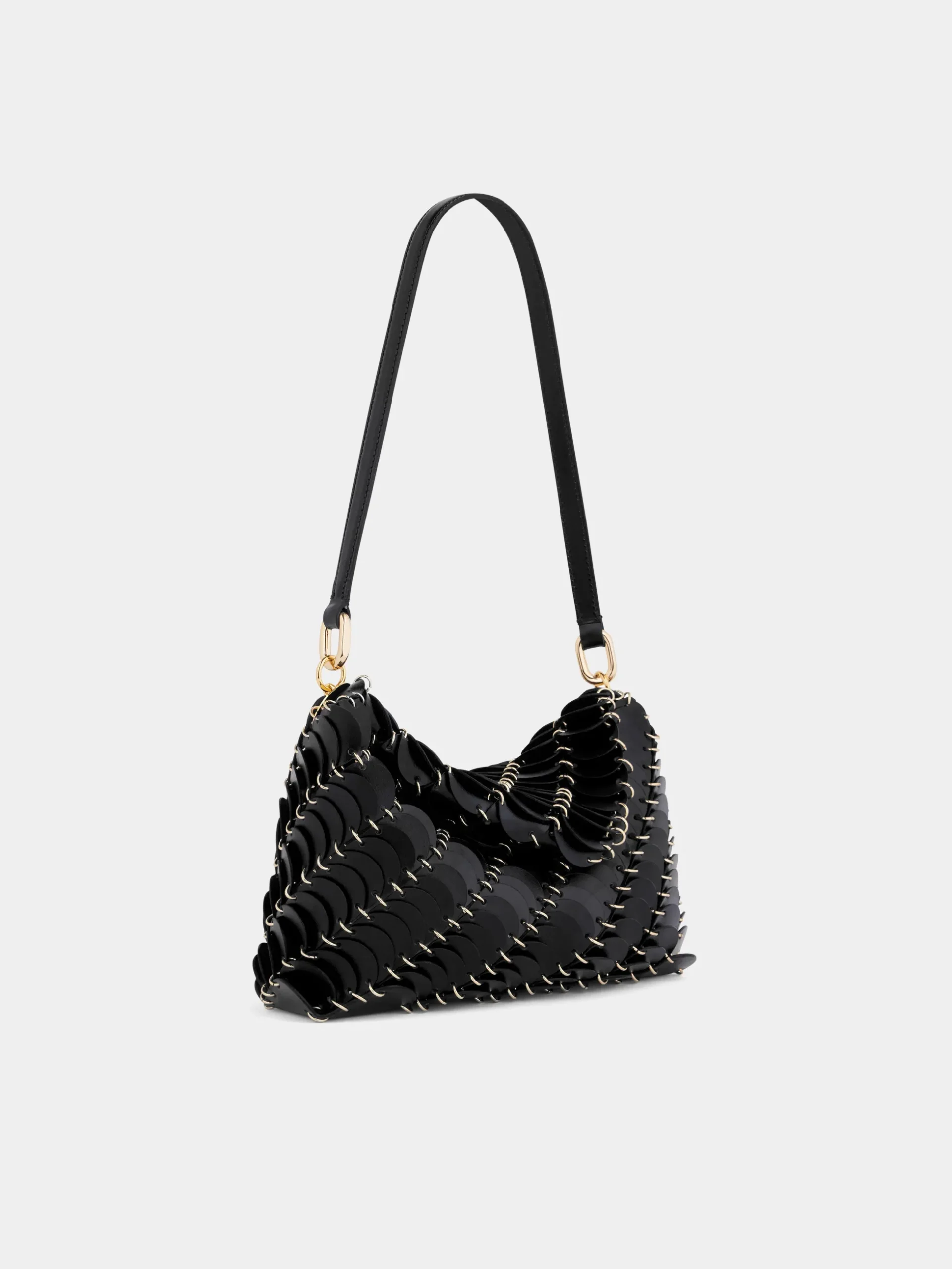 BLACK PACO SHOULDER CLUTCH IN CALFSKIN LEATHER | Rabanne Flash Sale