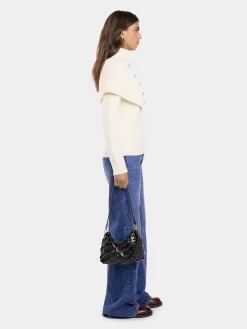 BLACK PACO SHOULDER CLUTCH IN CALFSKIN LEATHER | Rabanne Flash Sale