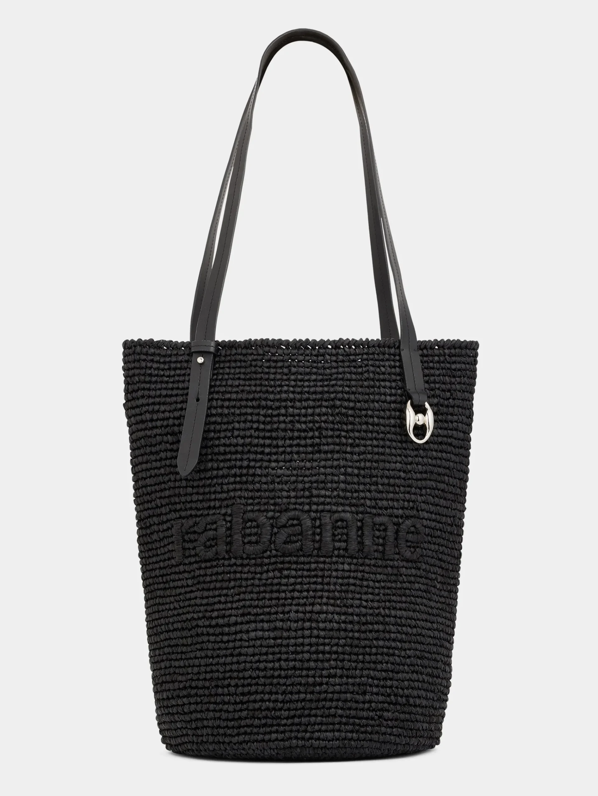 Black Raffia Tote Bag with logo | Rabanne Shop