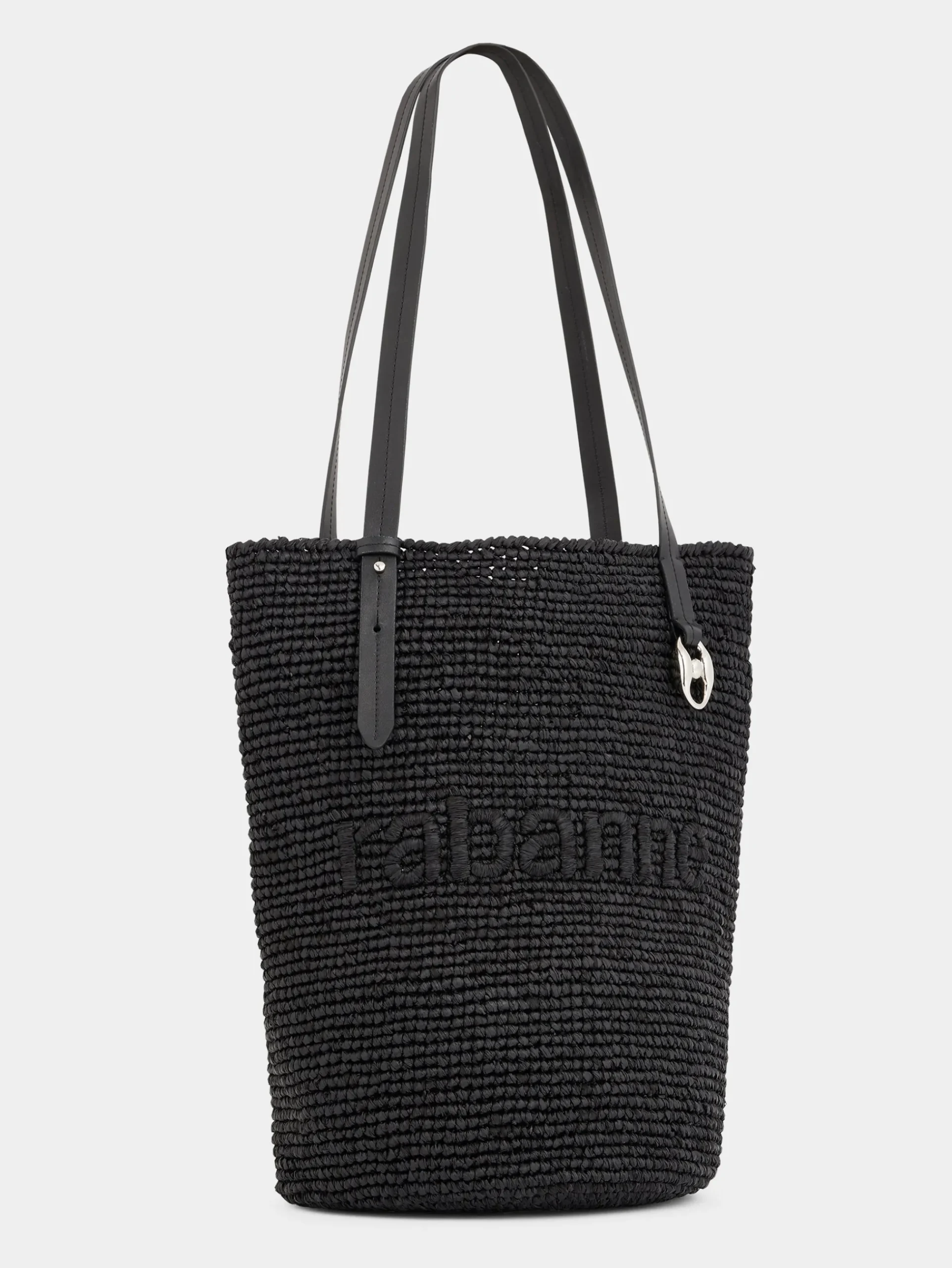 Black Raffia Tote Bag with logo | Rabanne Shop