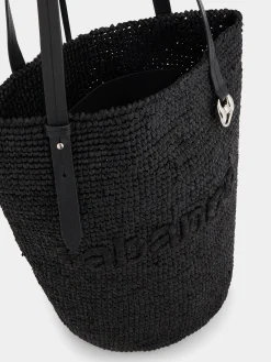 Black Raffia Tote Bag with logo | Rabanne Shop