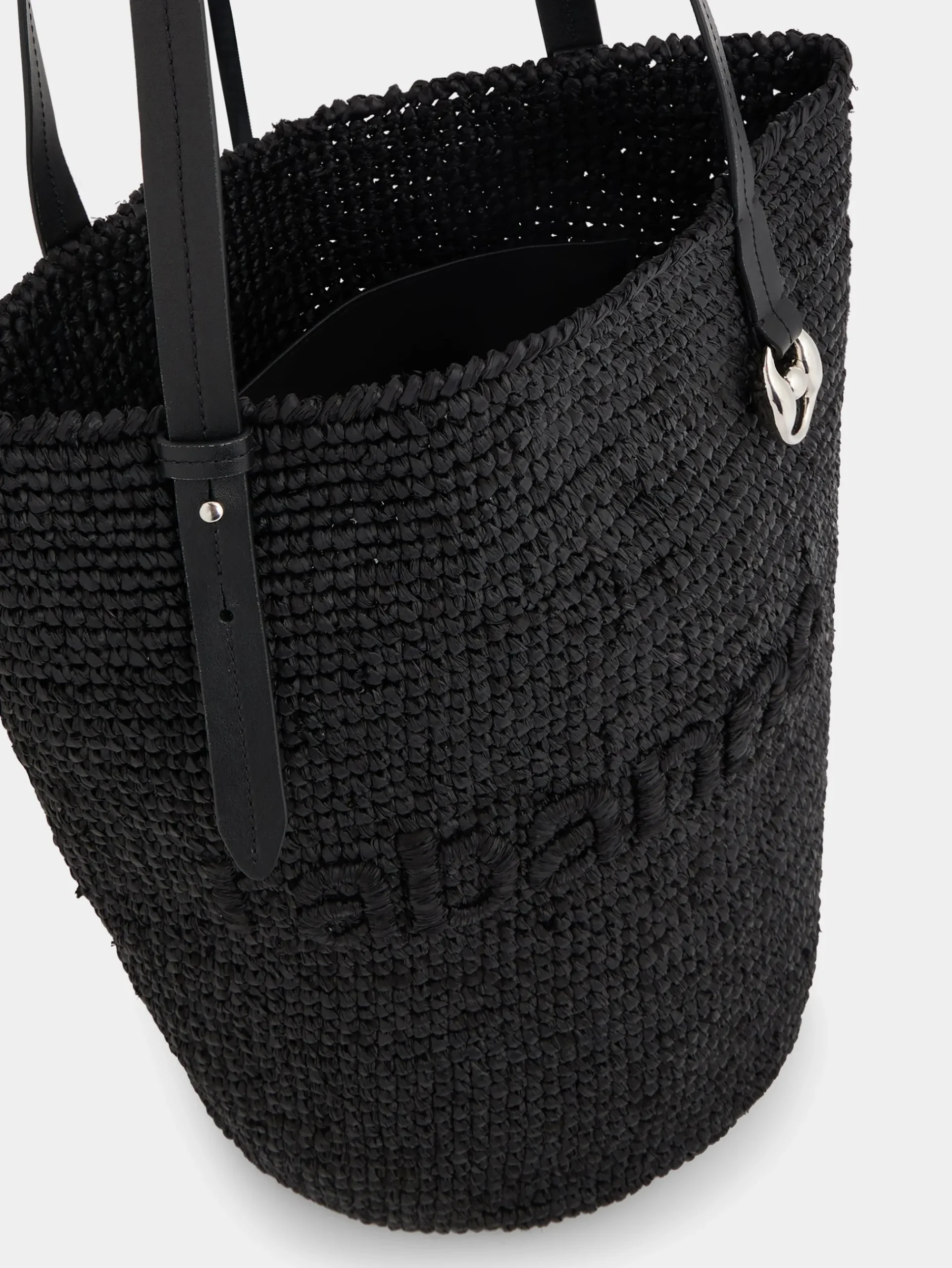 Black Raffia Tote Bag with logo | Rabanne Shop