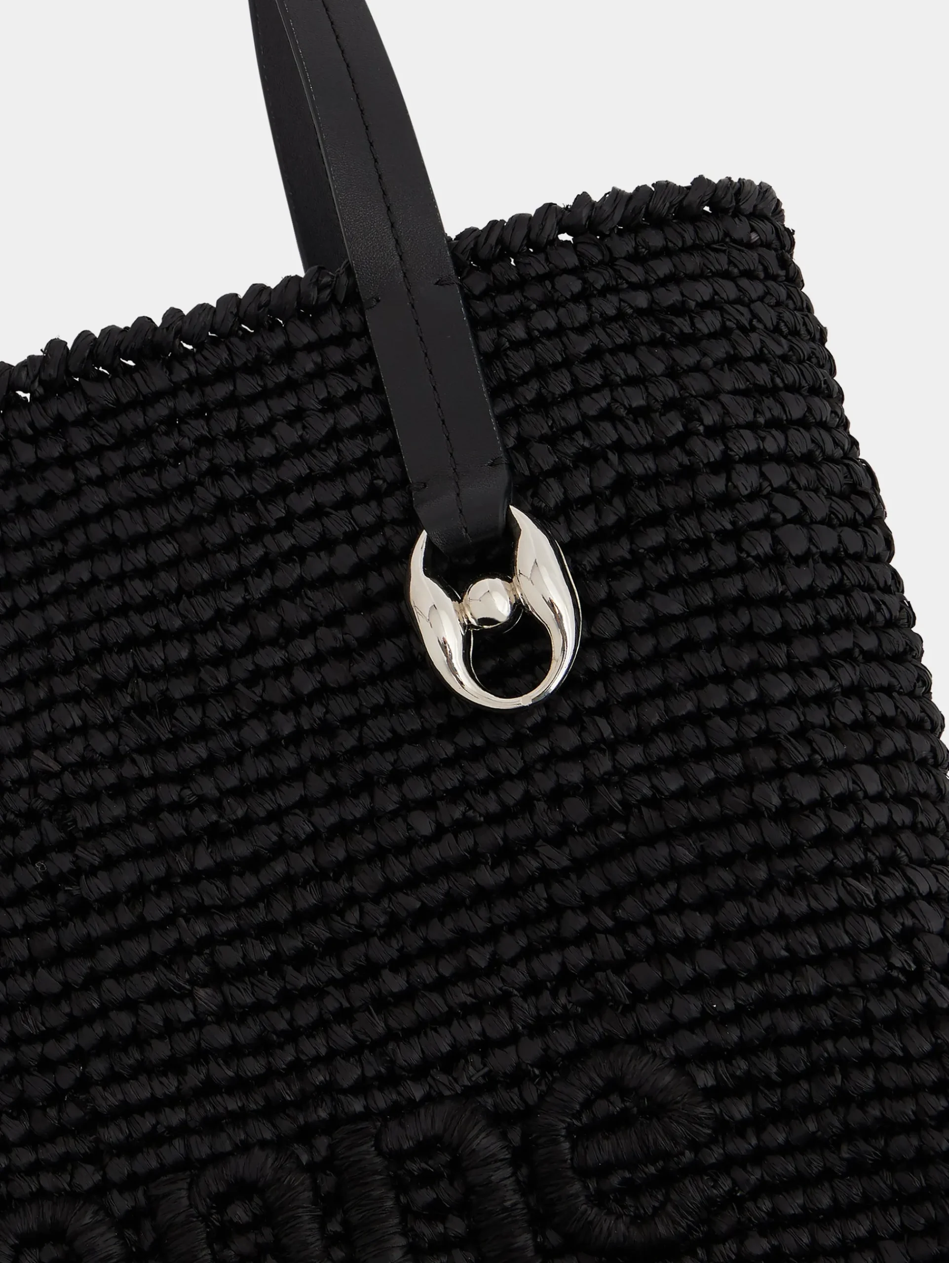 Black Raffia Tote Bag with logo | Rabanne Shop