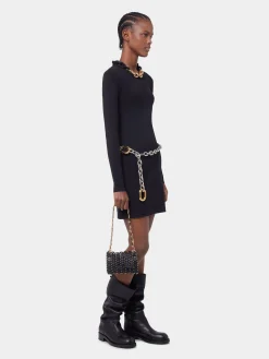 BLACK SHORT KNITTED DRESS | Rabanne Hot