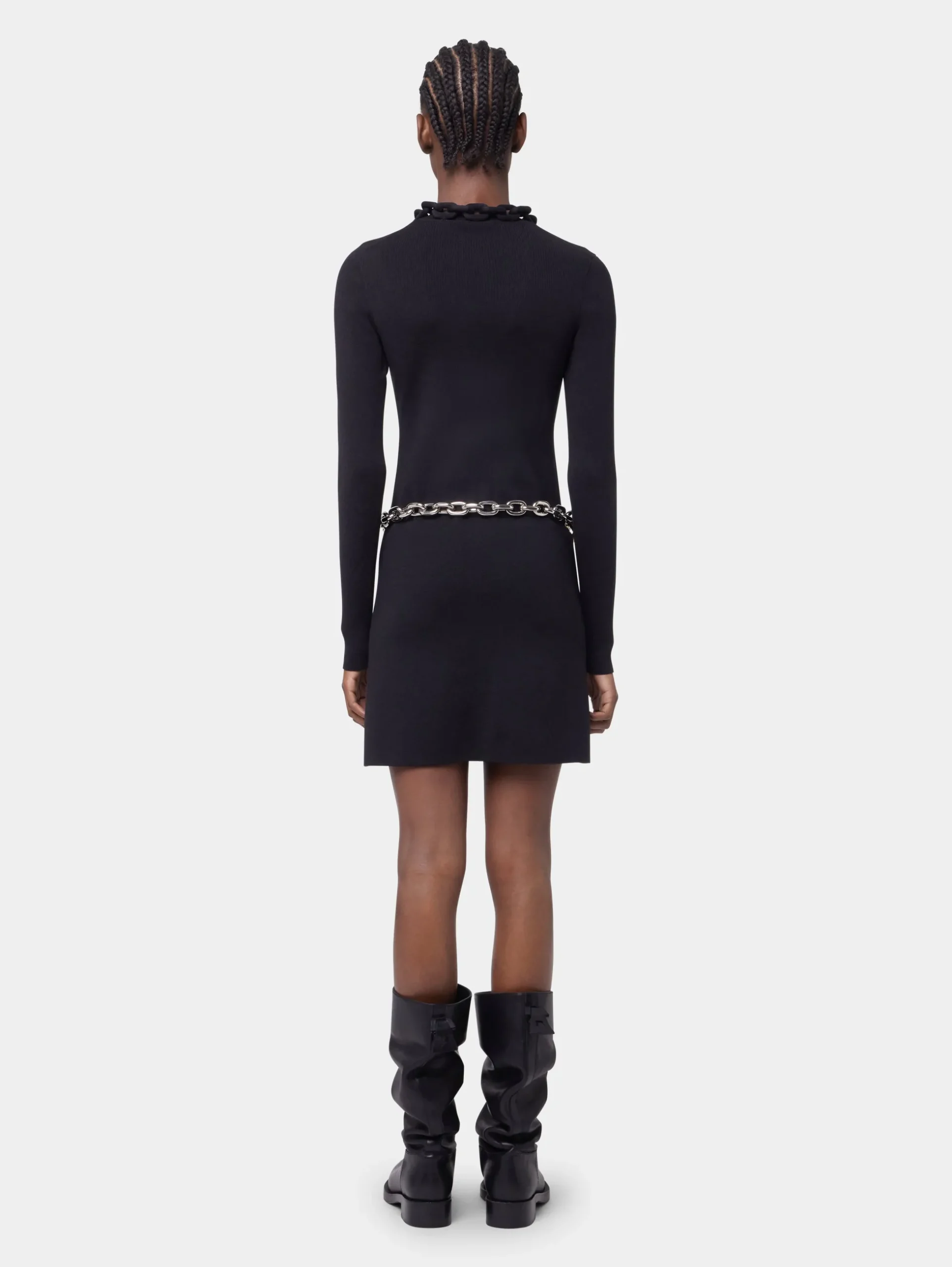 BLACK SHORT KNITTED DRESS | Rabanne Hot