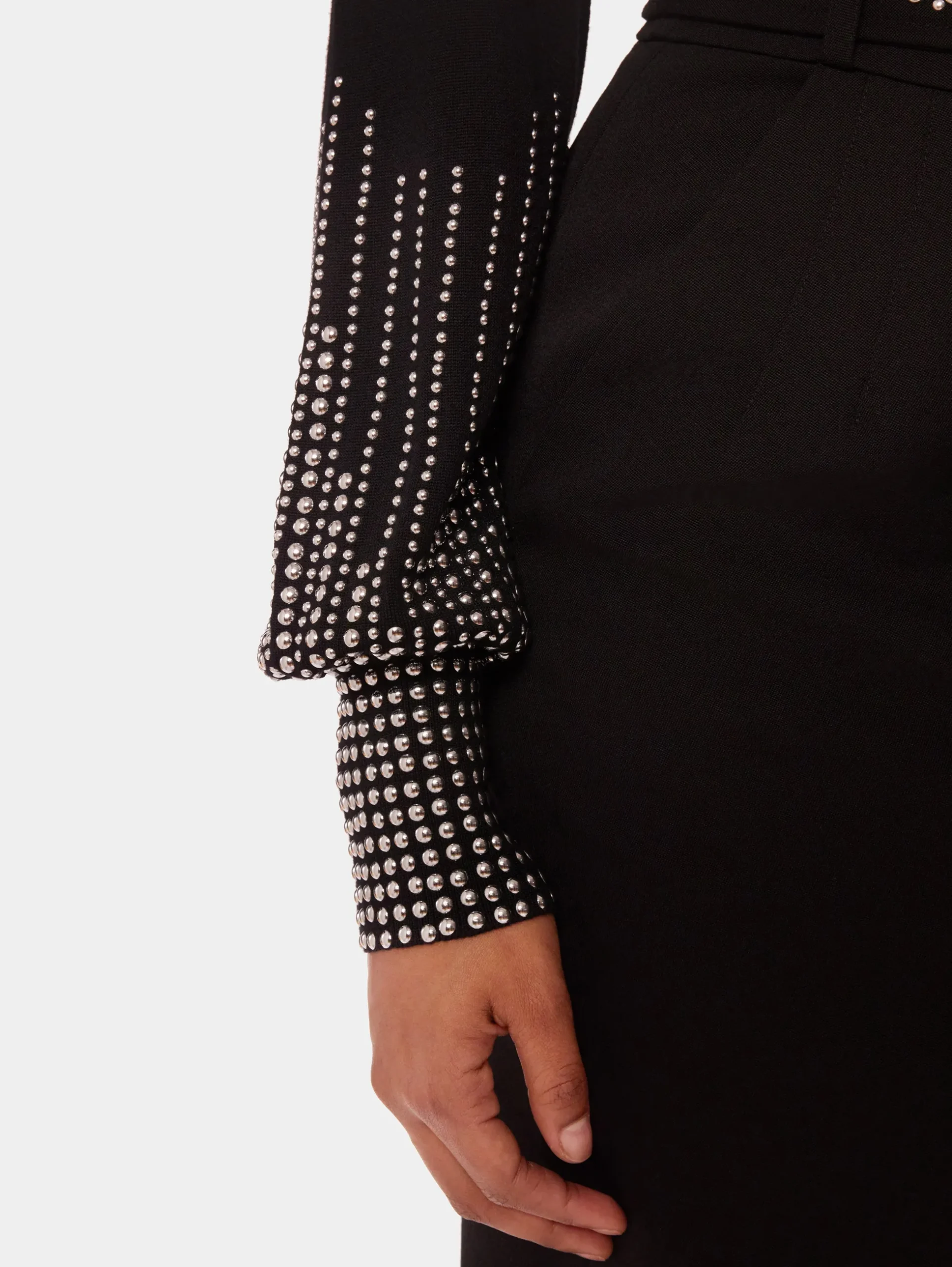 Black stud-cuffs wool jumper | Rabanne Online