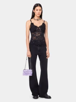 BLACK TANK TOP IN LACE | Rabanne Online