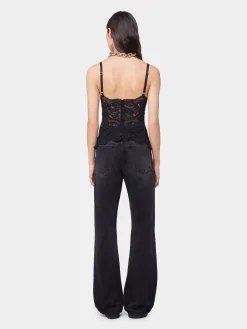 BLACK TANK TOP IN LACE | Rabanne Online