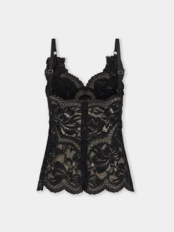 BLACK TANK TOP IN LACE | Rabanne Online