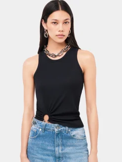 Black tank top with signature piercing | Rabanne Flash Sale