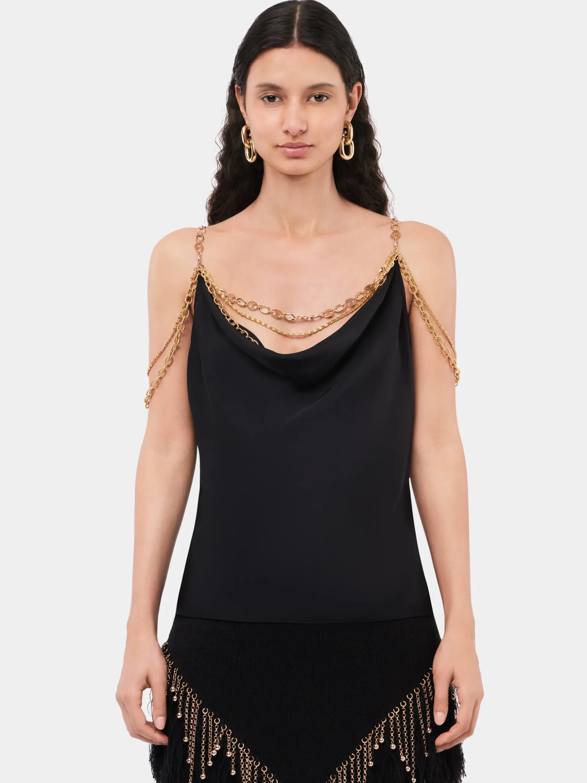 Black top embellished with "Eight" signature chain | Rabanne Shop