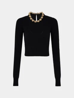 Black wool sweater with the eight chain | Rabanne Best Sale