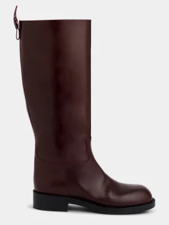 Burgundy BOOTS IN SMOOTH LEATHER | Rabanne Fashion