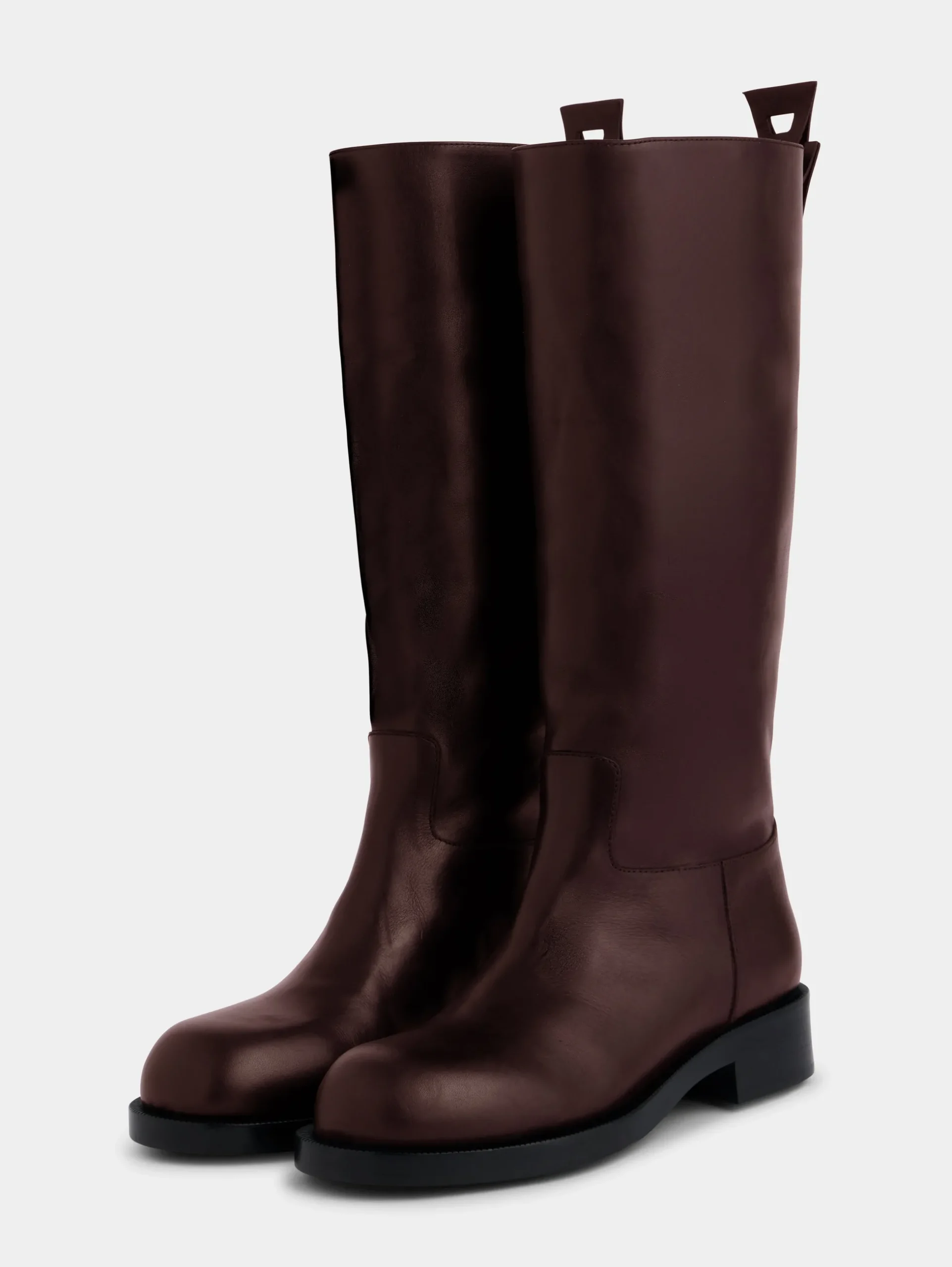 Burgundy BOOTS IN SMOOTH LEATHER | Rabanne Fashion