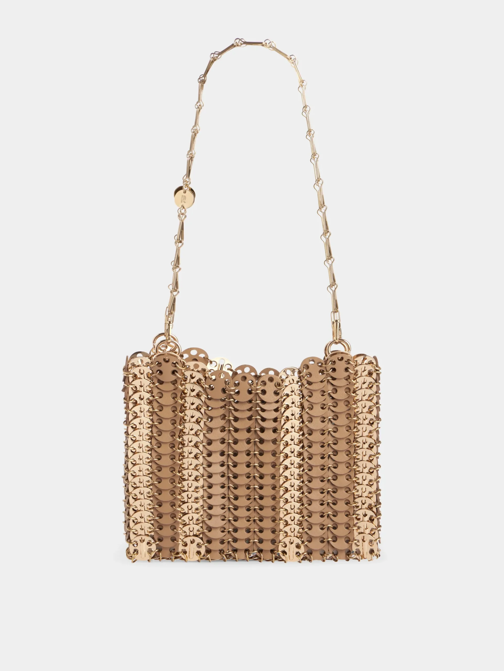CAMEL 1969 SQUARE BAG IN METAL AND LEATHER MIX | Rabanne Clearance