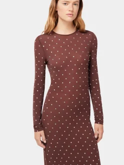CHOCOLATE CRYSTAL-EMBELLISHED LONG DRESS IN SECOND-SKIN JERSEY | Rabanne Best