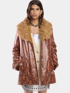COAT IN PYTHON-FINISH SHEARLING | Rabanne Discount