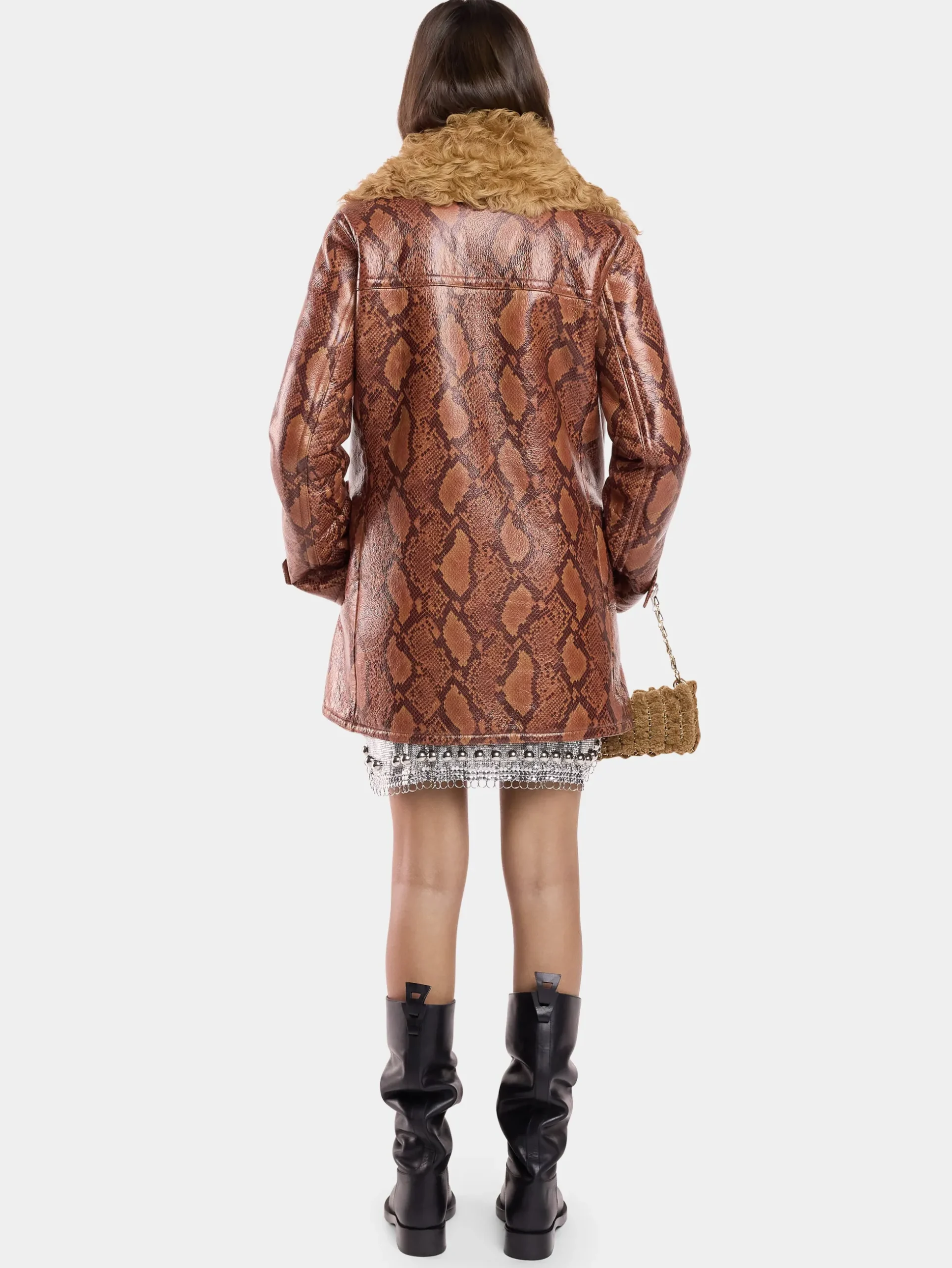 COAT IN PYTHON-FINISH SHEARLING | Rabanne Discount