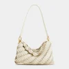 CREAM PACO SHOULDER CLUTCH IN CALFSKIN LEATHER | Rabanne Shop