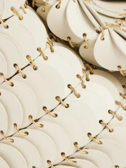CREAM PACO SHOULDER CLUTCH IN CALFSKIN LEATHER | Rabanne Shop