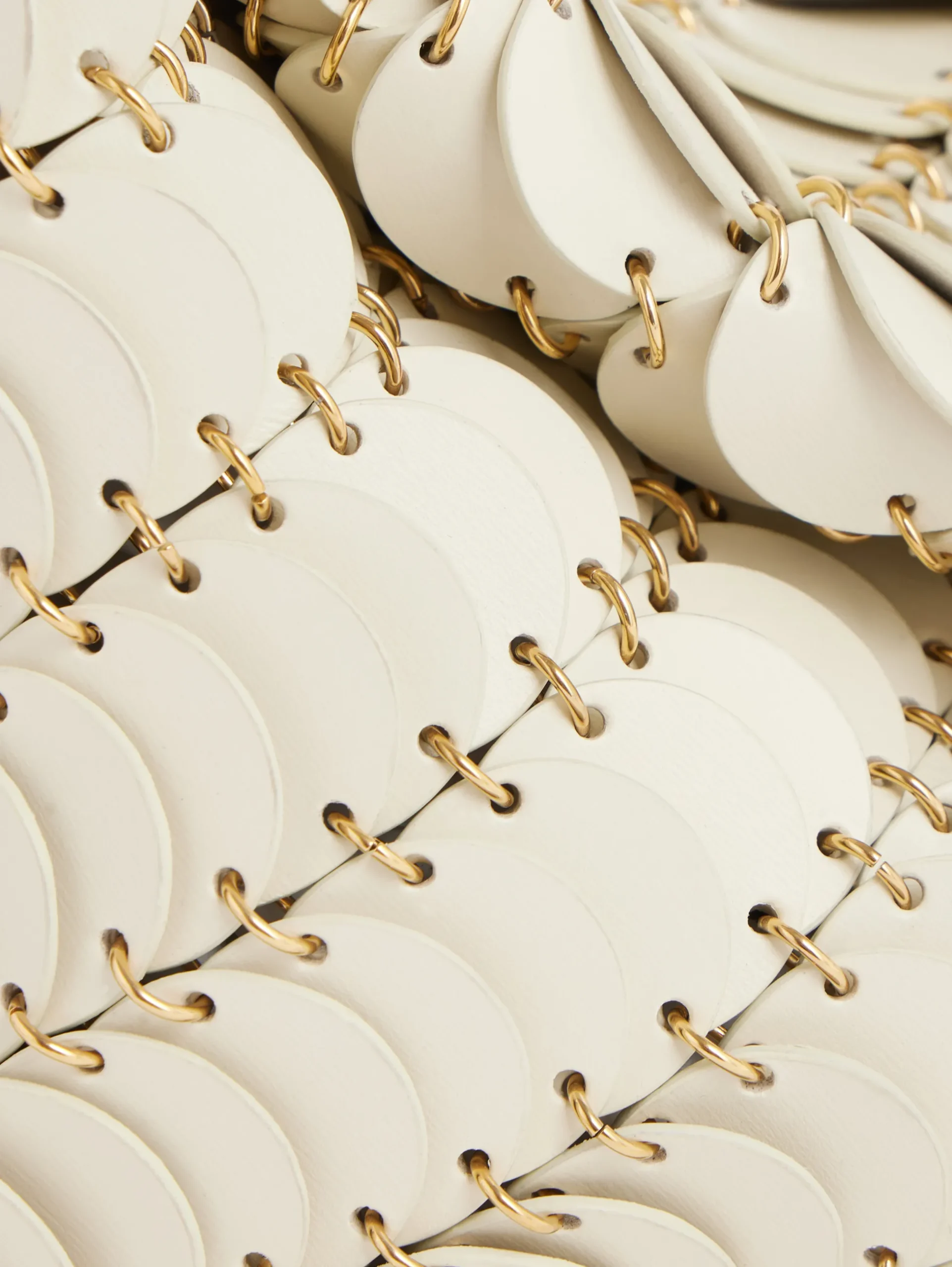 CREAM PACO SHOULDER CLUTCH IN CALFSKIN LEATHER | Rabanne Shop