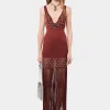 Crochet embellished dress with fringes and pearls | Rabanne Discount