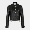 CROPPED JACKET IN CROCO-EMBOSSED LEATHER | Rabanne Cheap