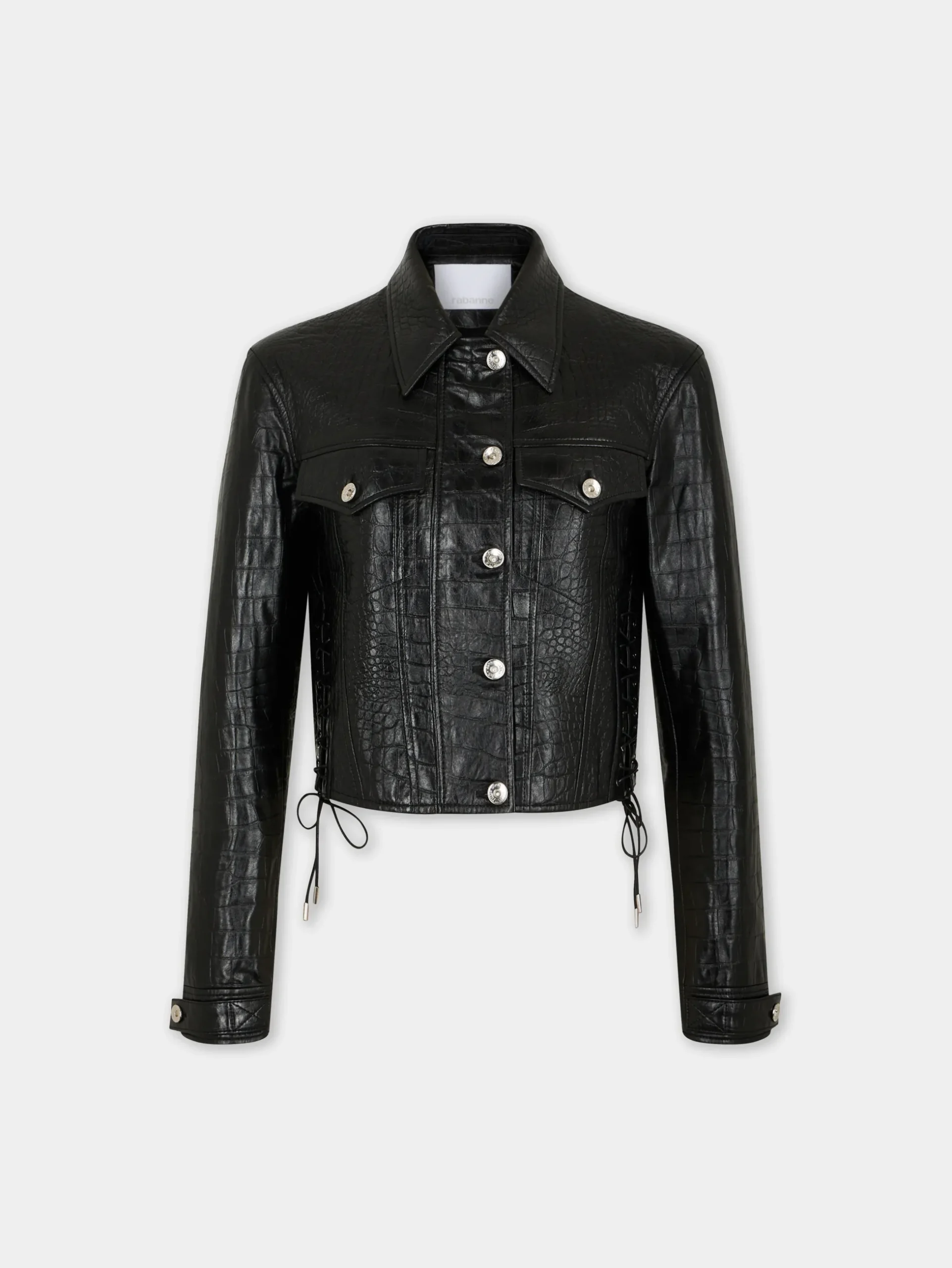 CROPPED JACKET IN CROCO-EMBOSSED LEATHER | Rabanne Cheap