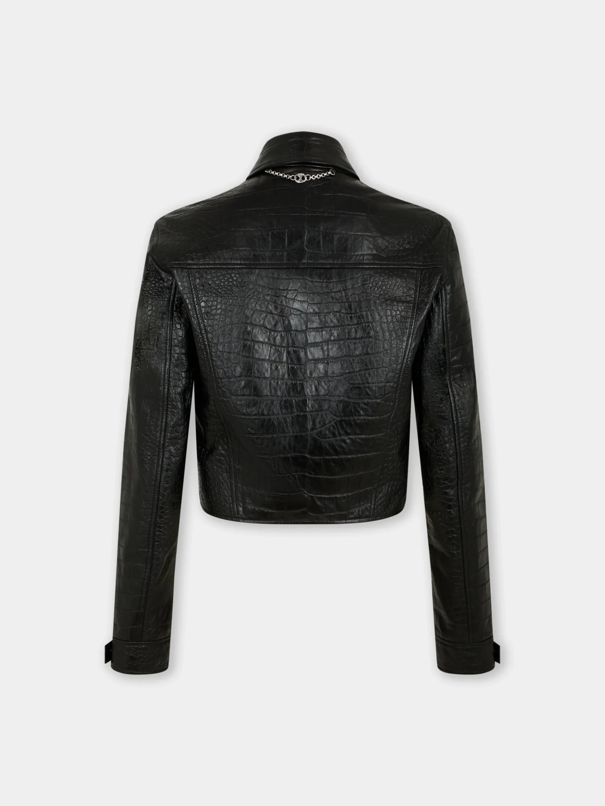 CROPPED JACKET IN CROCO-EMBOSSED LEATHER | Rabanne Cheap