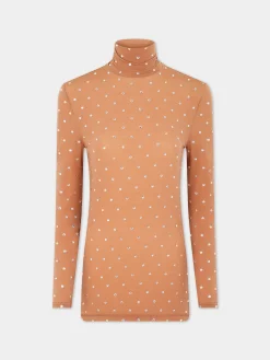 Crystals-embellished caramel turtleneck top | Rabanne Best Sale