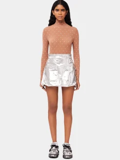 Crystals-embellished caramel turtleneck top | Rabanne Best Sale