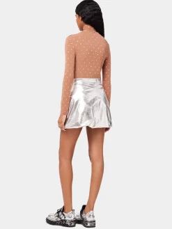 Crystals-embellished caramel turtleneck top | Rabanne Best Sale