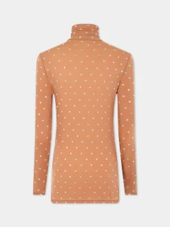 Crystals-embellished caramel turtleneck top | Rabanne Best Sale