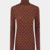 Crystals-embellished chocolate turtleneck top | Rabanne Hot