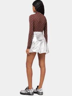 Crystals-embellished chocolate turtleneck top | Rabanne Hot