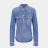 Denim shirt with 1969 metal discs details | Rabanne Best Sale