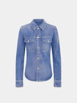 Denim shirt with 1969 metal discs details | Rabanne Best Sale